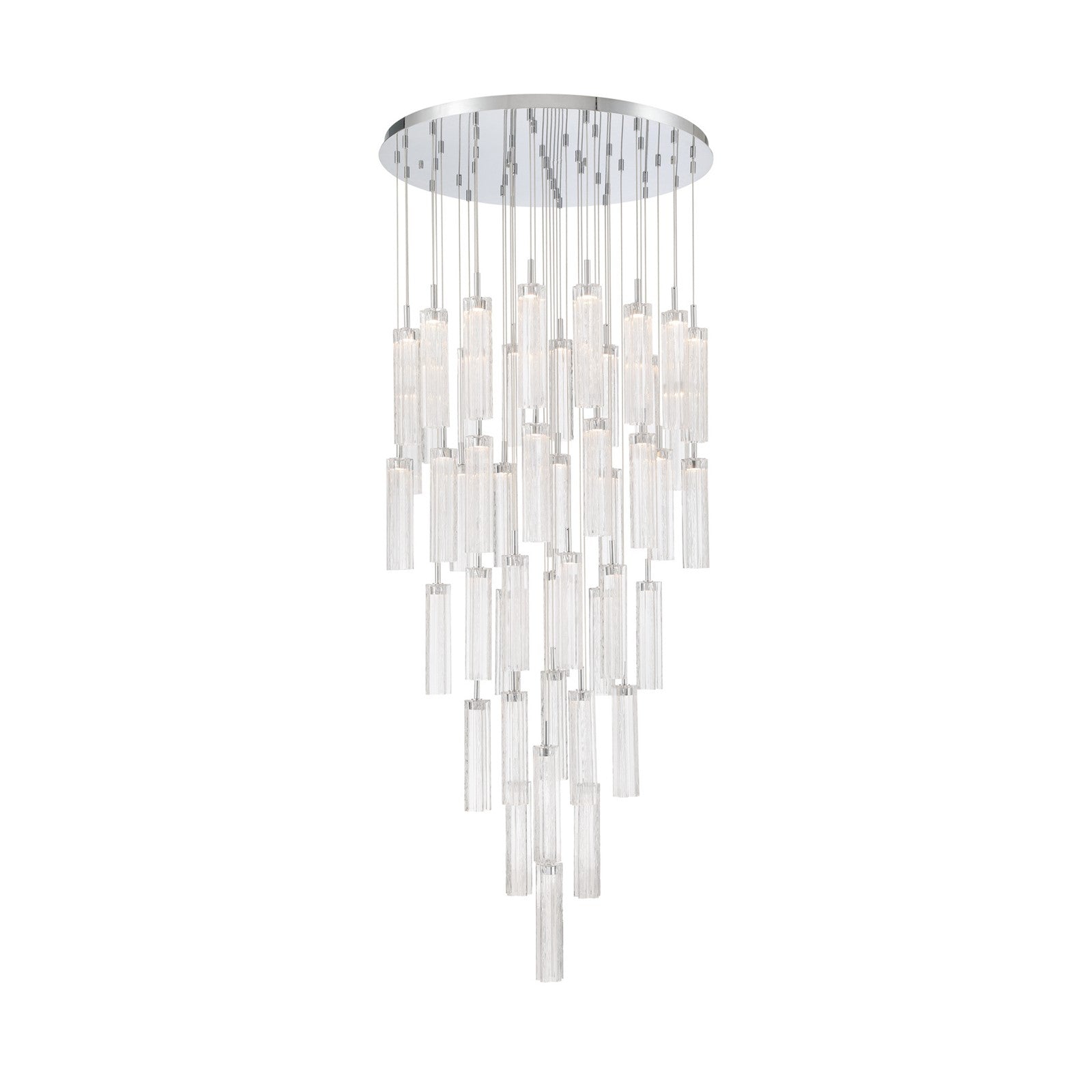 Crystorama Addis 36in 46-Light Pendant | Mid-Century Polished Chrome and Clear Tronchi Glass | Entryway & Dining Room | 36 x 36 x 21 in | Model ADD-423-CH-CL