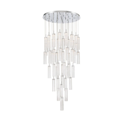 Crystorama Addis 36in 46-Light Pendant | Mid-Century Polished Chrome and Clear Tronchi Glass | Entryway & Dining Room | 36 x 36 x 21 in | Model ADD-423-CH-CL