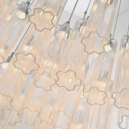 Crystorama Addis 36in 46-Light Pendant | Mid-Century Polished Chrome and Clear Tronchi Glass | Entryway & Dining Room | 36 x 36 x 21 in | Model ADD-423-CH-CL