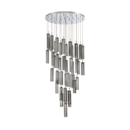 Crystorama Addis 36in 46-Light Pendant | Mid-Century Polished Chrome and Smoke Tronchi Glass | Entryway & Dining Room | 36 x 36 x 21 in | Model ADD-423-CH-SM
