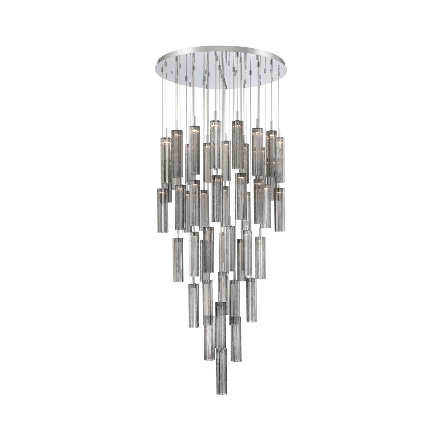 Crystorama Addis 36in 46-Light Pendant | Mid-Century Polished Chrome and Smoke Tronchi Glass | Entryway & Dining Room | 36 x 36 x 21 in | Model ADD-423-CH-SM