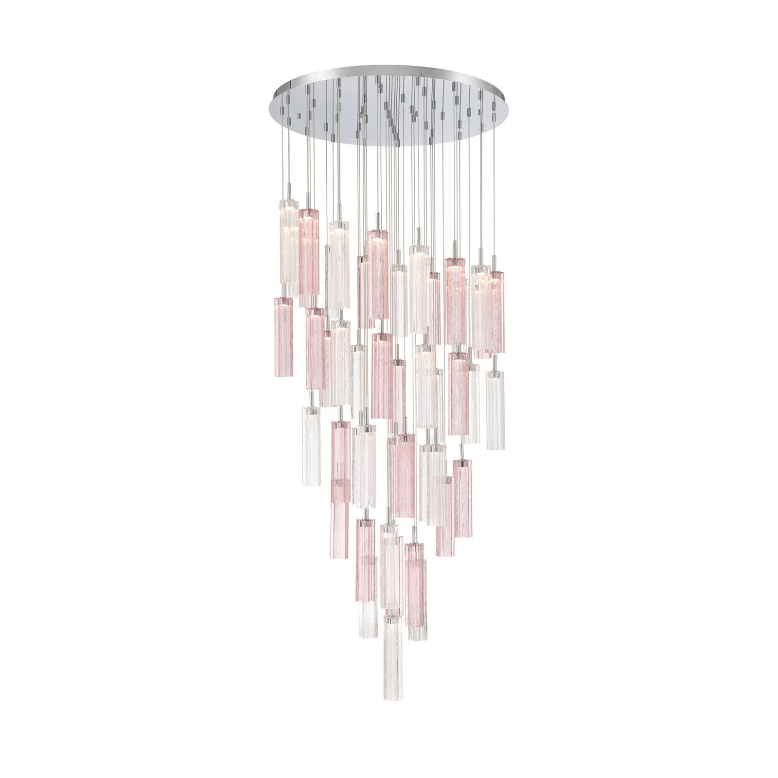 Crystorama Addis 36in 46-Light LED Pendant | Mid-Century Polished Chrome and Spring Tronchi Glass | Entryway & Dining Room | 36 x 36 x 21 in | Model ADD-423-CH-SP