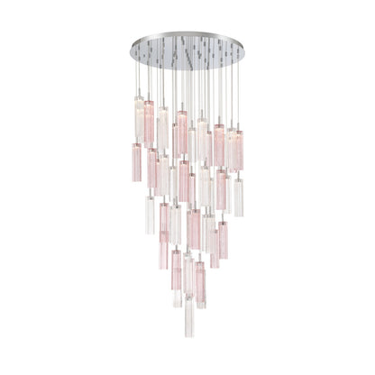 Crystorama Addis 36in 46-Light LED Pendant | Mid-Century Polished Chrome and Spring Tronchi Glass | Entryway & Dining Room | 36 x 36 x 21 in | Model ADD-423-CH-SP
