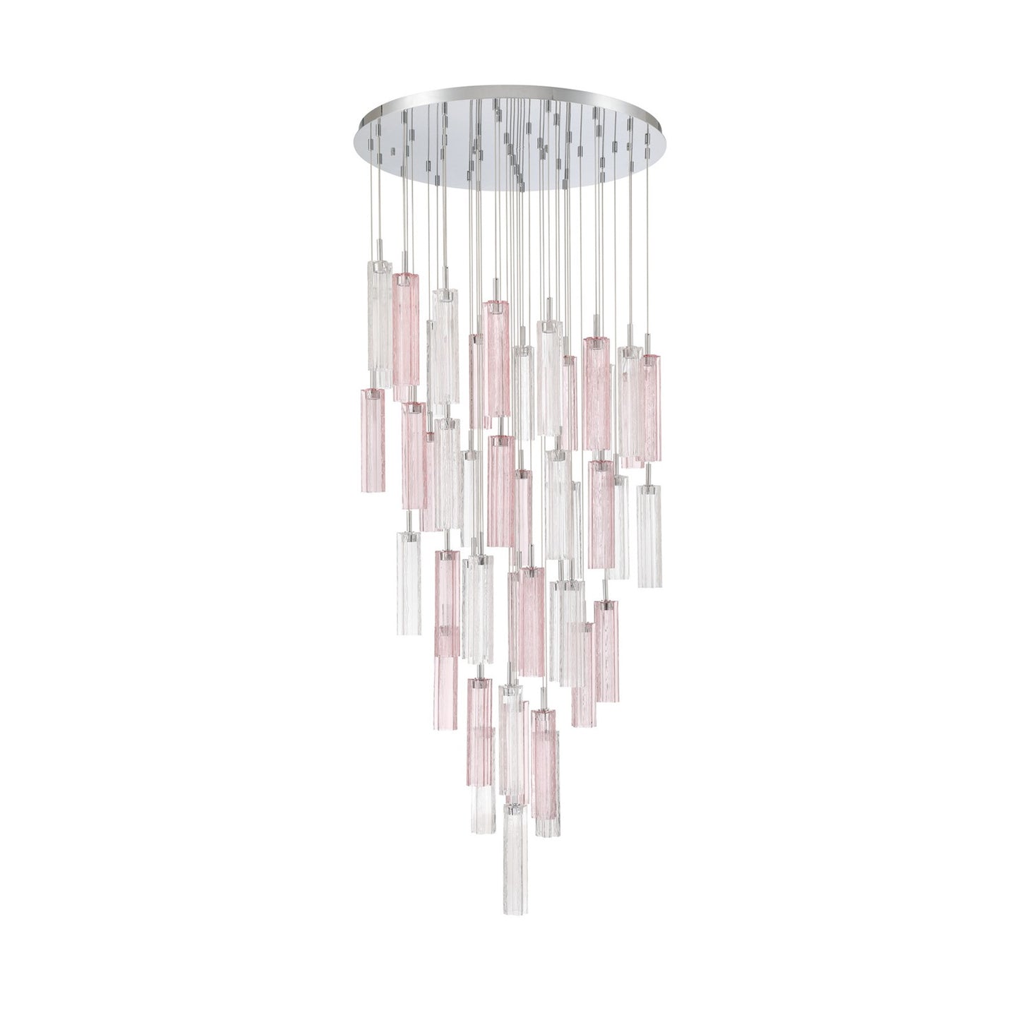 Crystorama Addis 36in 46-Light LED Pendant | Mid-Century Polished Chrome and Spring Tronchi Glass | Entryway & Dining Room | 36 x 36 x 21 in | Model ADD-423-CH-SP