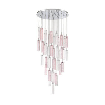 Crystorama Addis 36in 46-Light LED Pendant | Mid-Century Polished Chrome and Spring Tronchi Glass | Entryway & Dining Room | 36 x 36 x 21 in | Model ADD-423-CH-SP