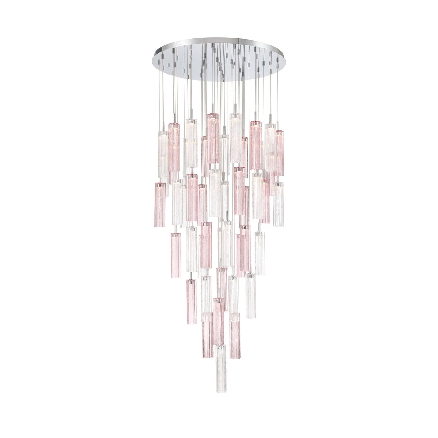 Crystorama Addis 36in 46-Light LED Pendant | Mid-Century Polished Chrome and Spring Tronchi Glass | Entryway & Dining Room | 36 x 36 x 21 in | Model ADD-423-CH-SP