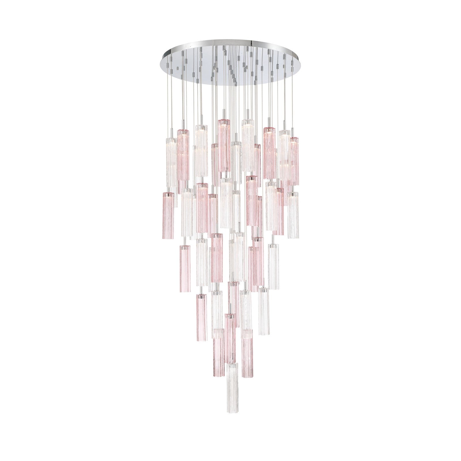 Crystorama Addis 36in 46-Light LED Pendant | Mid-Century Polished Chrome and Spring Tronchi Glass | Entryway & Dining Room | 36 x 36 x 21 in | Model ADD-423-CH-SP