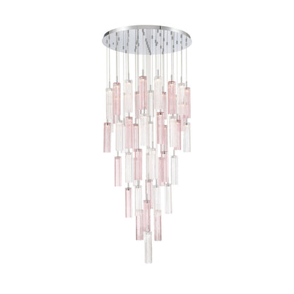 Crystorama Addis 36in 46-Light LED Pendant | Mid-Century Polished Chrome and Spring Tronchi Glass | Entryway & Dining Room | 36 x 36 x 21 in | Model ADD-423-CH-SP