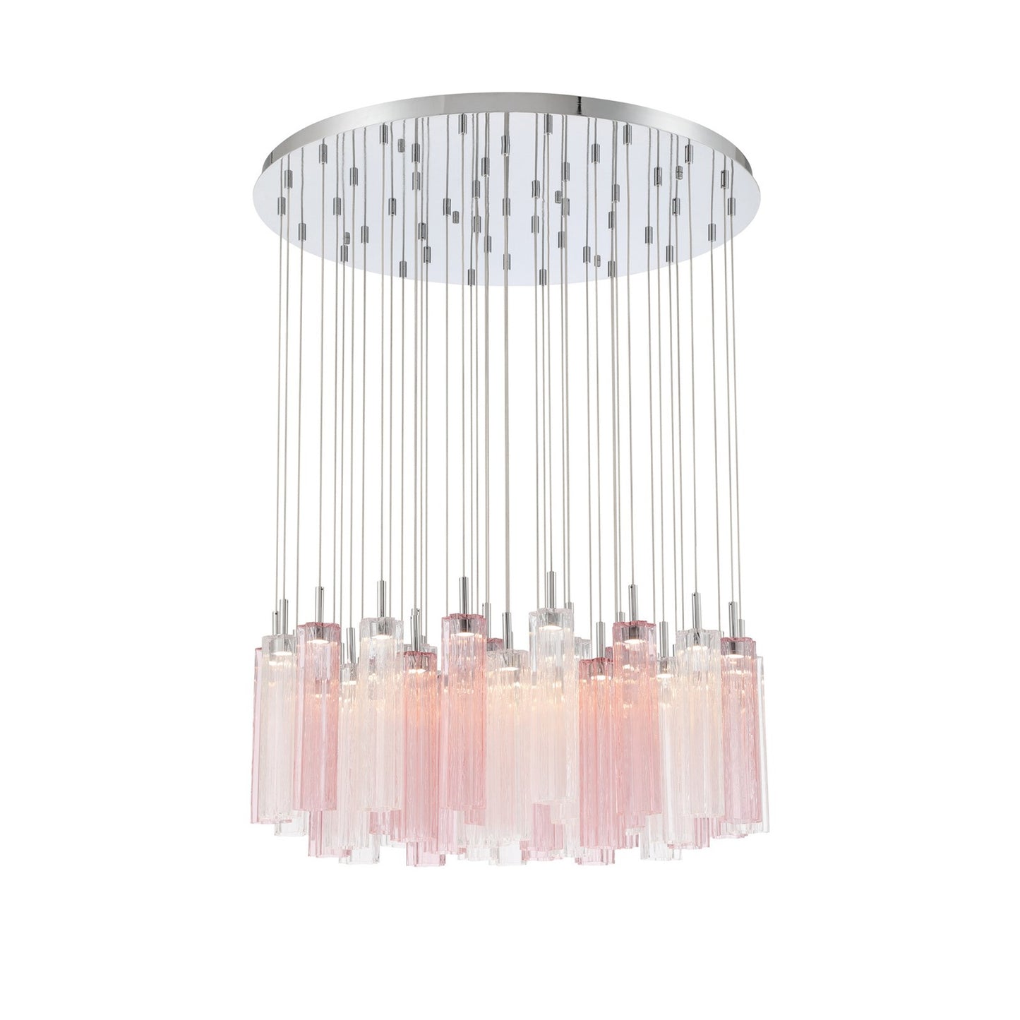Crystorama Addis 36in 46-Light LED Pendant | Mid-Century Polished Chrome and Spring Tronchi Glass | Entryway & Dining Room | 36 x 36 x 21 in | Model ADD-423-CH-SP