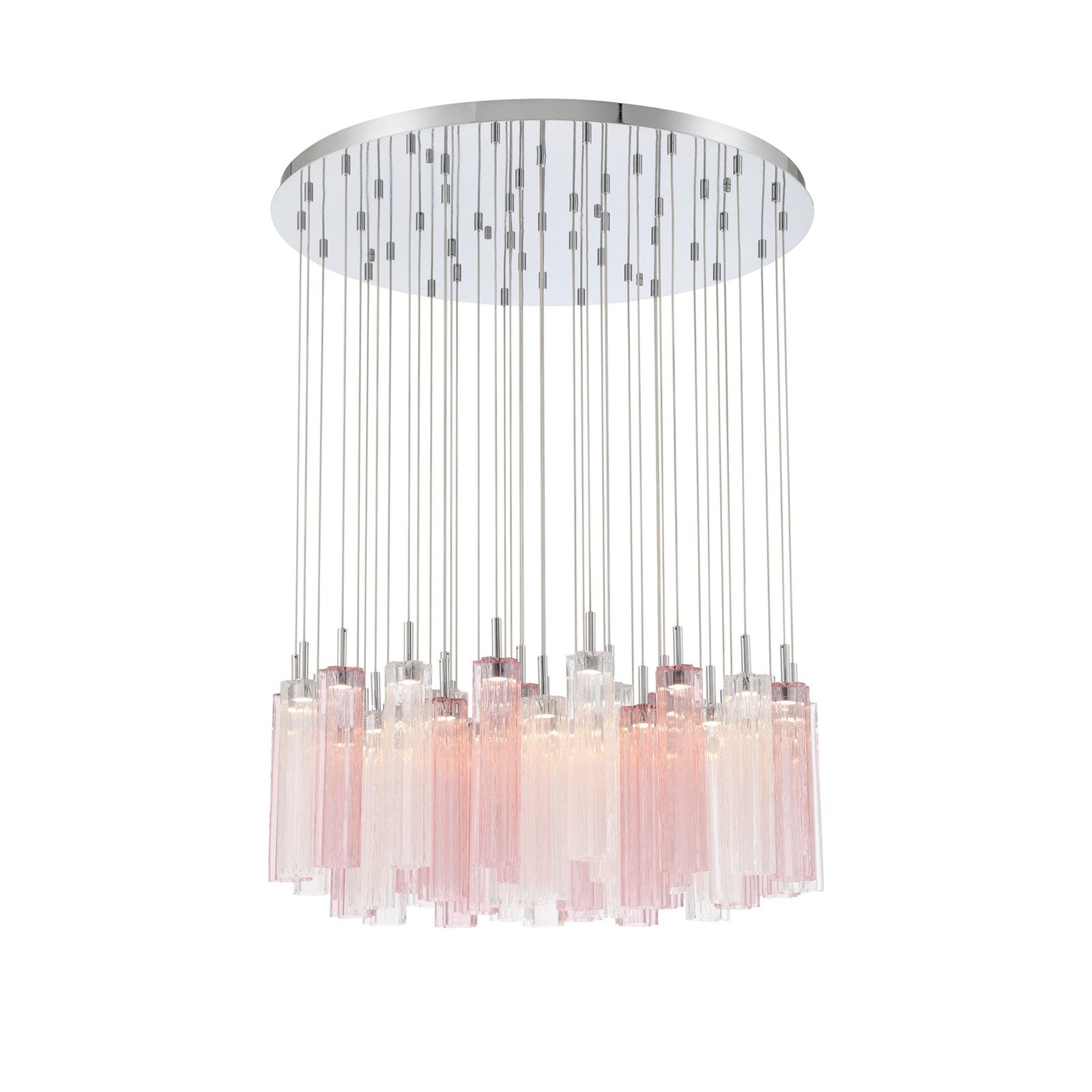 Crystorama Addis 36in 46-Light LED Pendant | Mid-Century Polished Chrome and Spring Tronchi Glass | Entryway & Dining Room | 36 x 36 x 21 in | Model ADD-423-CH-SP