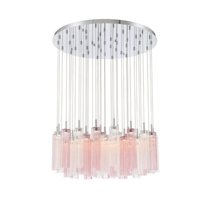 Crystorama Addis 36in 46-Light LED Pendant | Mid-Century Polished Chrome and Spring Tronchi Glass | Entryway & Dining Room | 36 x 36 x 21 in | Model ADD-423-CH-SP