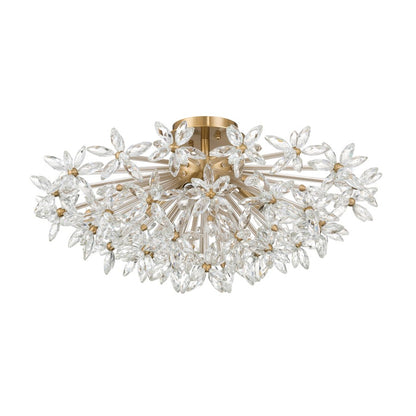 Crystorama Adley 4Lt 25.25" Semi Flush Mount, Aged Brass/Clear