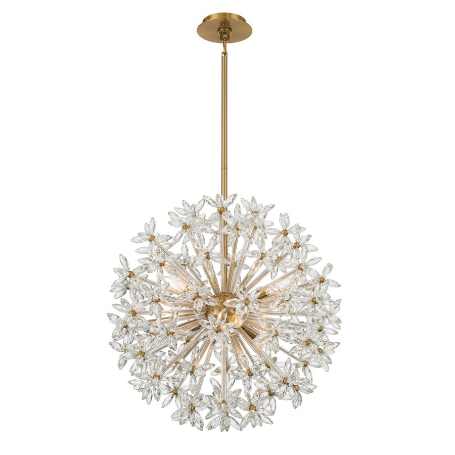 Crystorama Adley 6 Light 23.75" Chandelier, Aged Brass/Clear - ADL-506-AG-CL