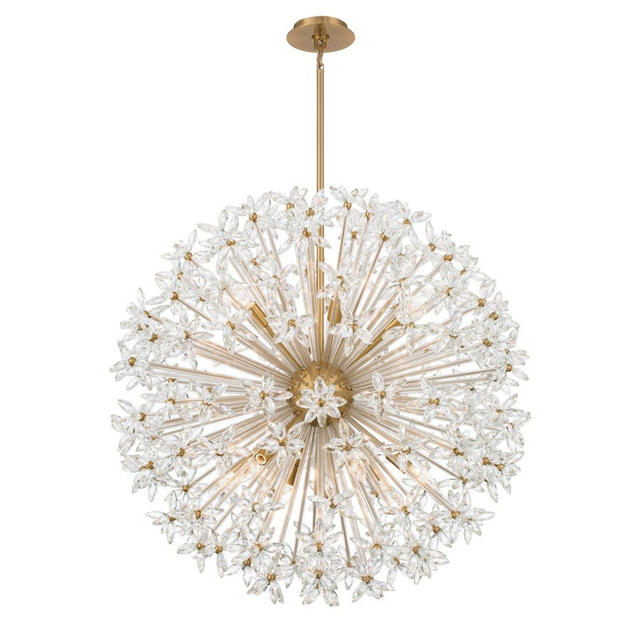 Crystorama Adley 12 Light 34" Chandelier, Aged Brass/Clear - ADL-512-AG-CL