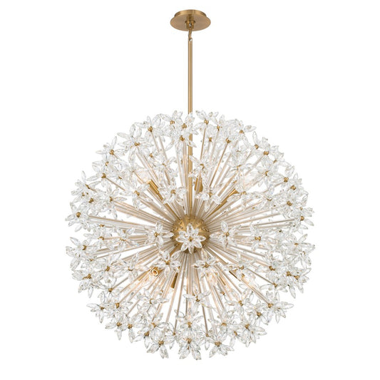 Crystorama Adley 12 Light 34" Chandelier, Aged Brass/Clear - ADL-512-AG-CL