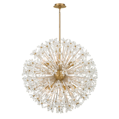 Crystorama Adley 12 Light 34" Chandelier, Aged Brass/Clear
