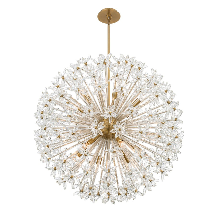 Crystorama Adley 12 Light 34" Chandelier, Aged Brass/Clear