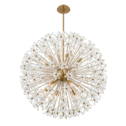Crystorama Adley 12 Light 34" Chandelier, Aged Brass/Clear