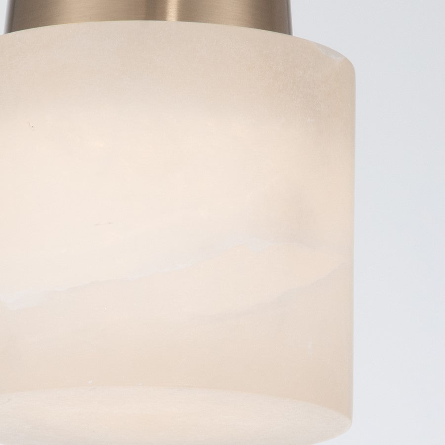 Crystorama Acme 1 Light 5.75" Semi Flush Mount, Aged Brass/White