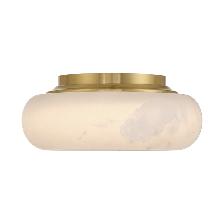 Crystorama Acme 1 Light 11.75" Flush/Semi Flush, Aged Brass/White