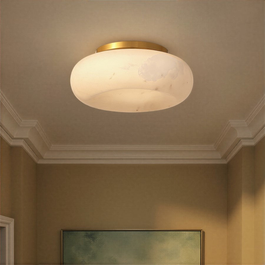 Crystorama Acme 1 Light 11.75" Flush/Semi Flush, Aged Brass/White