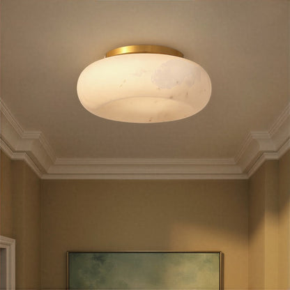 Crystorama Acme 1 Light 11.75" Flush/Semi Flush, Aged Brass/White