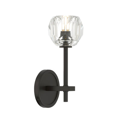 Crystorama Aragon 1 Light 4.5" Sconce, Matte Black/Clear