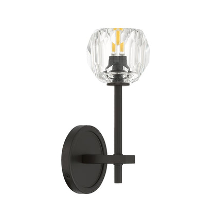 Crystorama Aragon 1 Light 4.5" Sconce, Matte Black/Clear