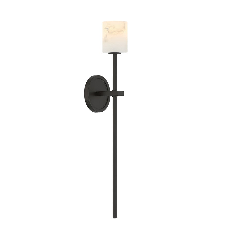 Crystorama Aragon 1 Light 4.5" Sconce, Matte Black/White - ARA-10261-MK-ST