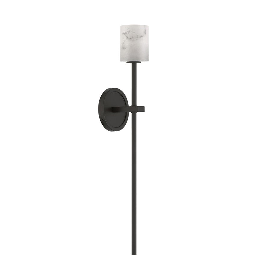 Crystorama Aragon 1 Light 4.5" Sconce, Matte Black/White