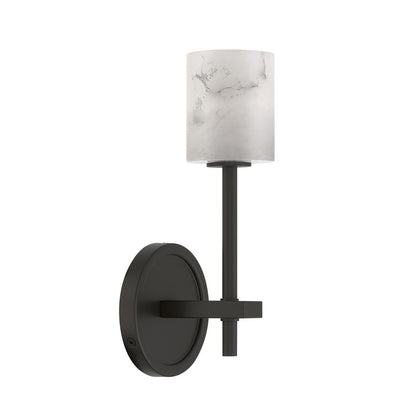 Crystorama Aragon 1 Light 4.5" Sconce, Matte Black/White