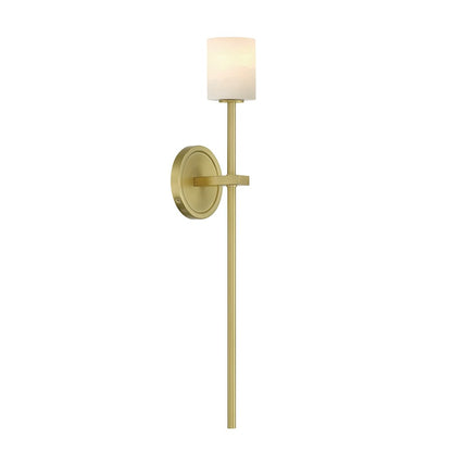 Crystorama Aragon 1 Light 4.5" Sconce, Soft Brass/White - ARA-10261-SB-ST