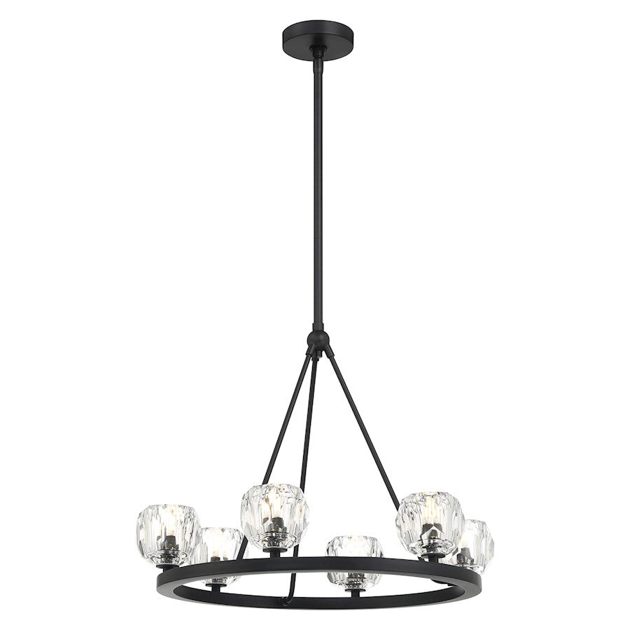 Crystorama Aragon 6 Light Chandelier, Matte Black/Clear - ARA-10264-MK