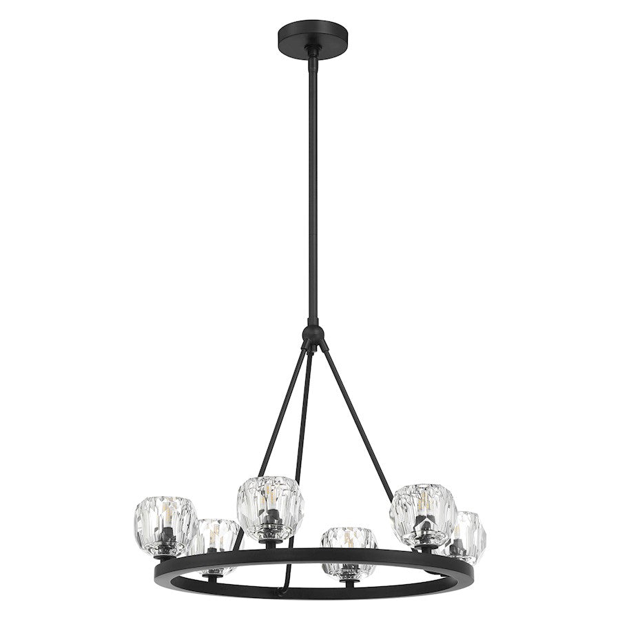 6 Light Chandelier, Matte Black