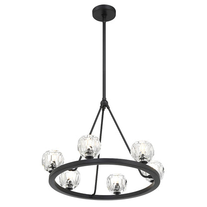 6 Light Chandelier, Matte Black