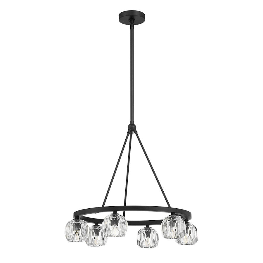 6 Light Chandelier, Matte Black