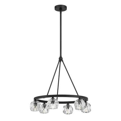 6 Light Chandelier, Matte Black