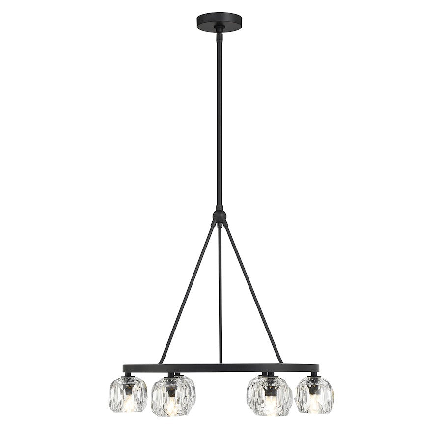 6 Light Chandelier, Matte Black