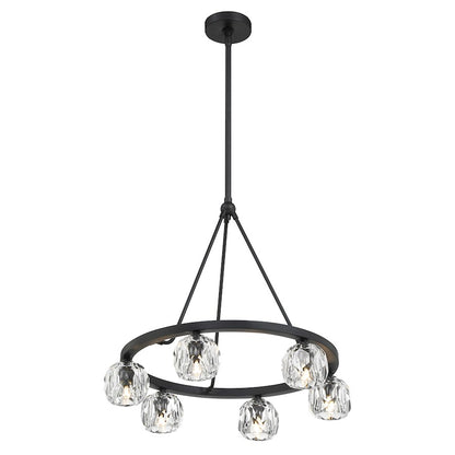 6 Light Chandelier, Matte Black