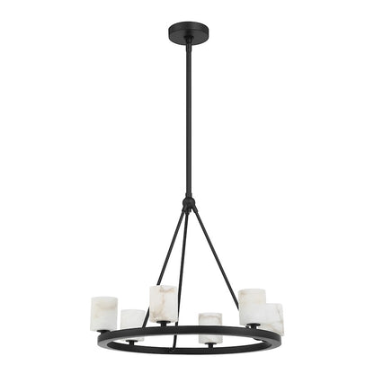 6 Light Chandelier, Matte Black