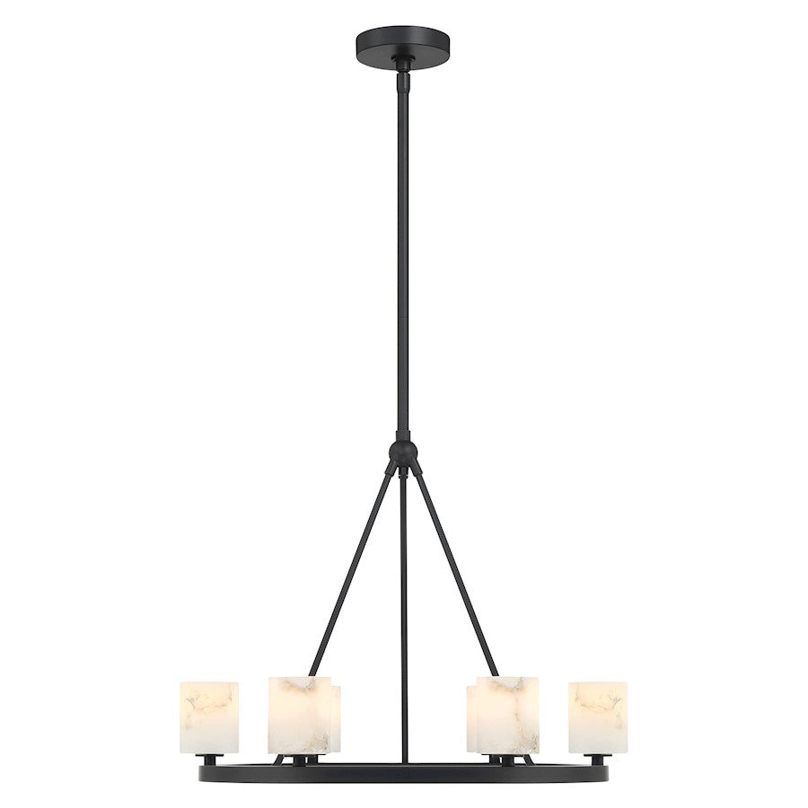 6 Light Chandelier, Matte Black