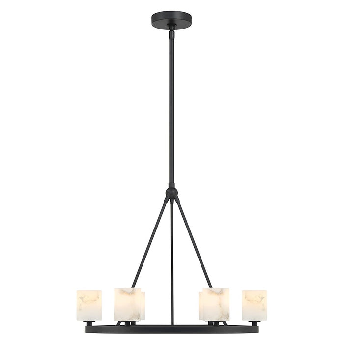 Crystorama Aragon 6 Light Chandelier, Matte Black/White