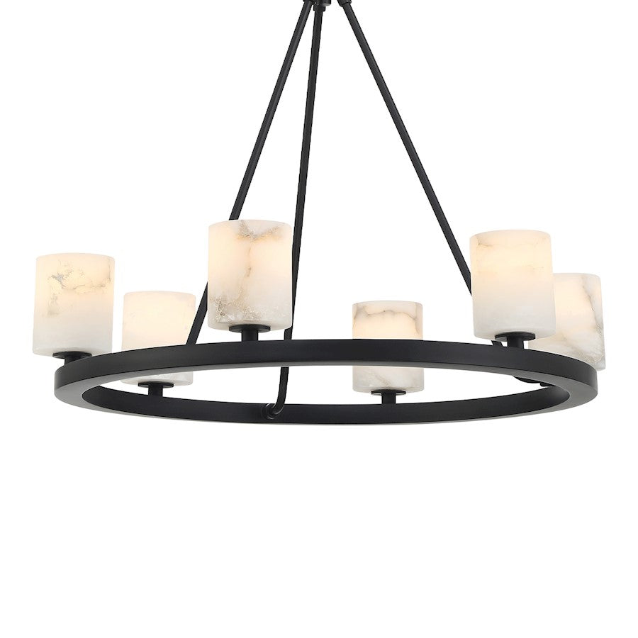 6 Light Chandelier, Matte Black