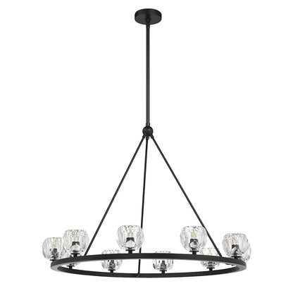 10 Light Chandelier, Matte Black