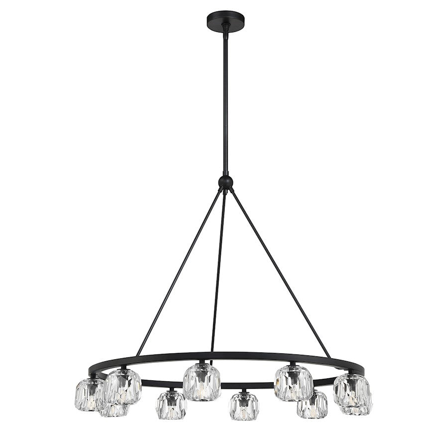 10 Light Chandelier, Matte Black