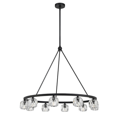 10 Light Chandelier, Matte Black