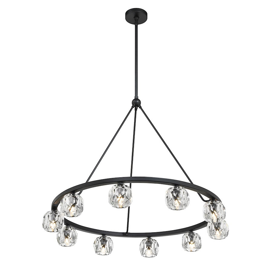 10 Light Chandelier, Matte Black