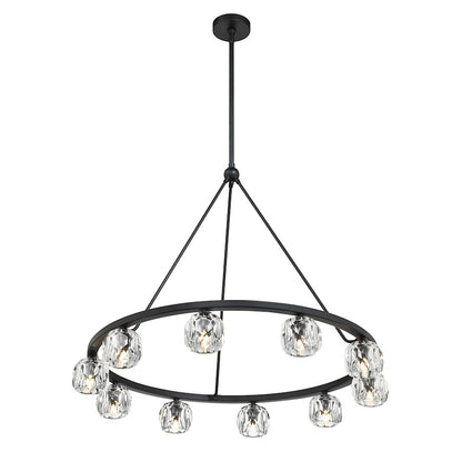 10 Light Chandelier, Matte Black