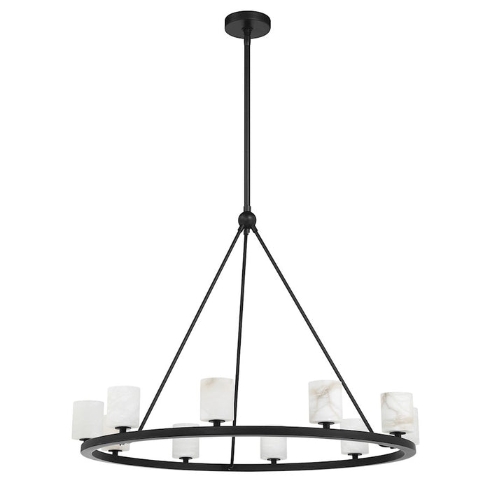 Crystorama Aragon 10 Light Chandelier, Matte Black/White