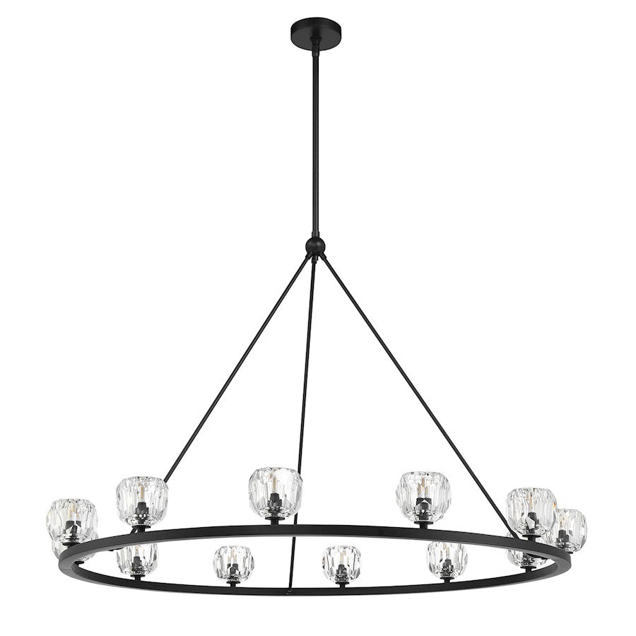 12 Light Chandelier, Matte Black